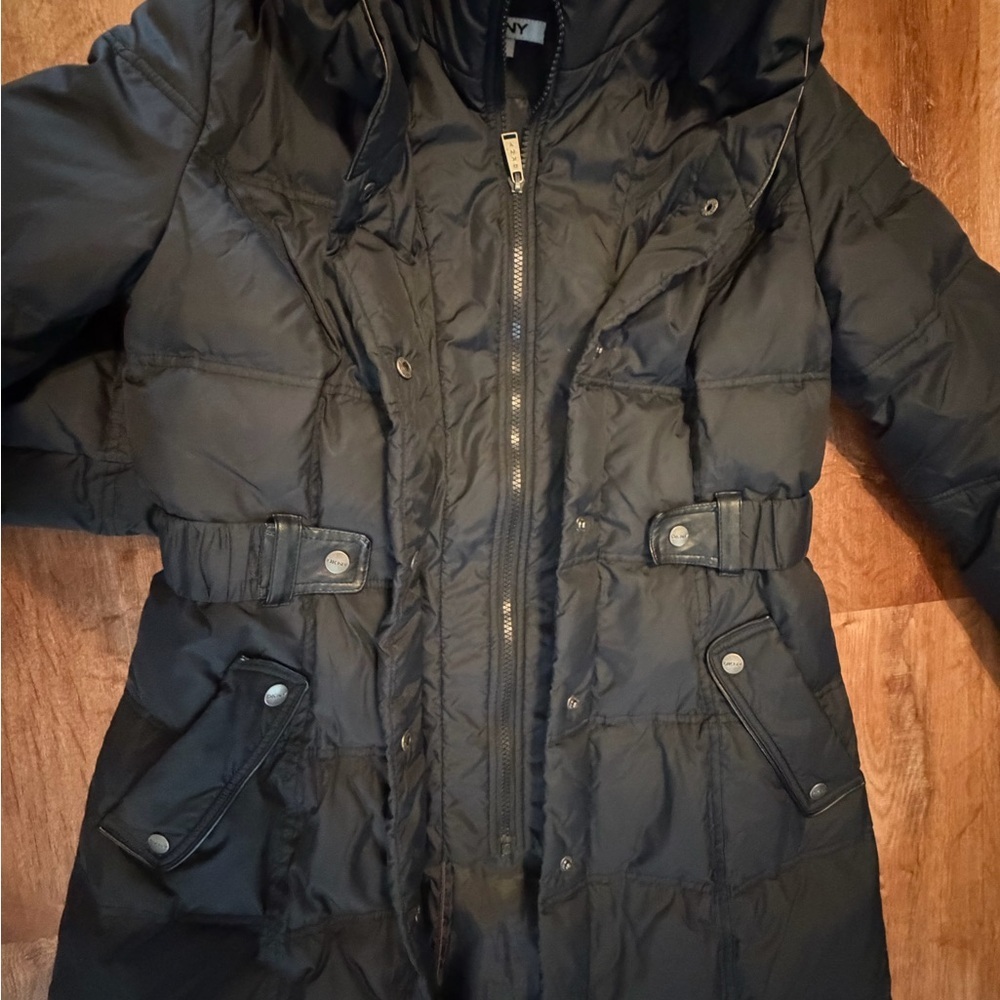 DKNY Womens Black Down Coat - Picture 4 of 7